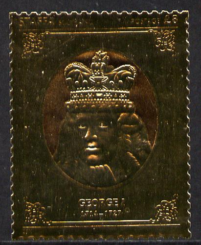 Staffa 1977 Monarchs \A38 George I embossed in 23k gold foil with 12 carat white gold overlay (Rosen #498) unmounted mint, stamps on royalty    history