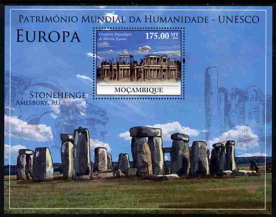 Mozambique 2010 UNESCO World Heritage Sites - Europe #2 perf m/sheet unmounted mint, Yvert 288, stamps on , stamps on  stamps on tourism, stamps on  stamps on unesco, stamps on  stamps on heritage, stamps on  stamps on minerals