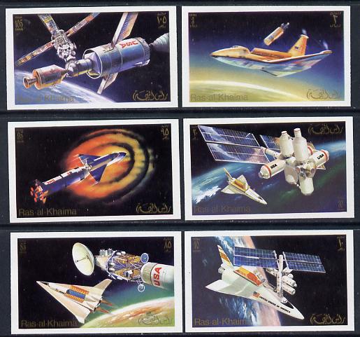 Ras Al Khaima 1972 Skylab imperf set of 6 unmounted mint Mi 752-57B, stamps on , stamps on  stamps on communications    space