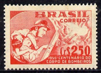 Brazil 1956 Firemen's Corps (white paper) unmounted mint SG 941, stamps on , stamps on  stamps on fire, stamps on  stamps on rescue