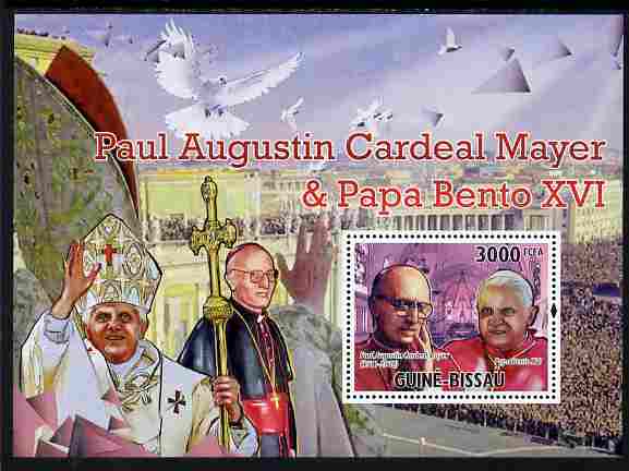 Guinea - Bissau 2010 Cardinal Paul Mayer & Pope Benedict perf s/sheet unmounted mint, Michel BL 892, stamps on , stamps on  stamps on personalities, stamps on  stamps on pope, stamps on  stamps on popes, stamps on  stamps on religion