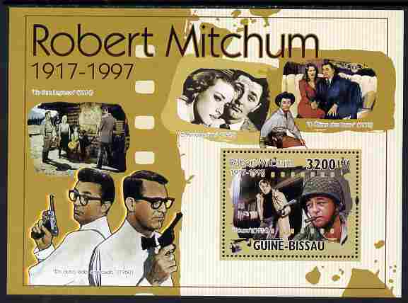 Guinea - Bissau 2010 Actors - Robert Mitchum perf s/sheet unmounted mint, Michel BL 891, stamps on personalities, stamps on films, stamps on cinema, stamps on movies, stamps on 