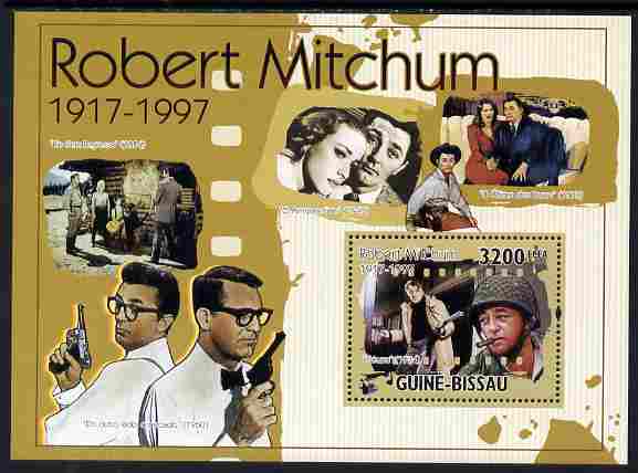 Guinea - Bissau 2010 Actors - Robert Mitchum perf s/sheet unmounted mint, Michel BL 891, stamps on , stamps on  stamps on personalities, stamps on  stamps on films, stamps on  stamps on cinema, stamps on  stamps on movies, stamps on  stamps on 