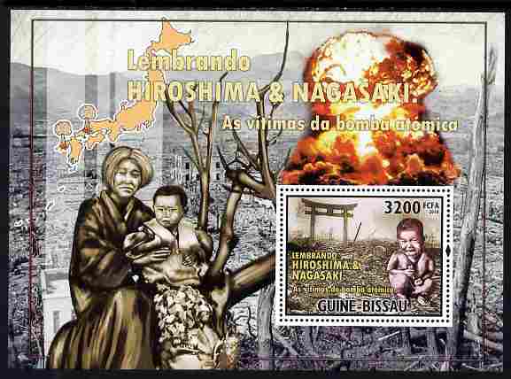 Guinea - Bissau 2010 WW2 - Hiroshima & Nagasaki perf s/sheet unmounted mint, Michel BL 895, stamps on , stamps on  ww2 , stamps on disasters, stamps on atomics, stamps on maps