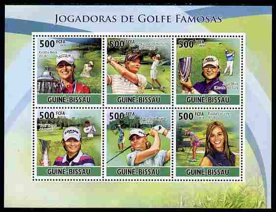 Guinea - Bissau 2010 Female Golf Stars perf sheetlet containing 6 values unmounted mint, Michel 5113-18, stamps on sport, stamps on golf, stamps on women