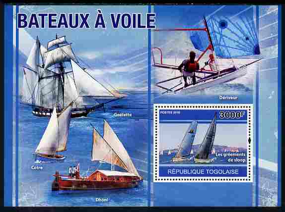 Togo 2010 Sailing Ships perf s/sheet unmounted mint, Yvert 443, stamps on transport, stamps on ships, stamps on yachts