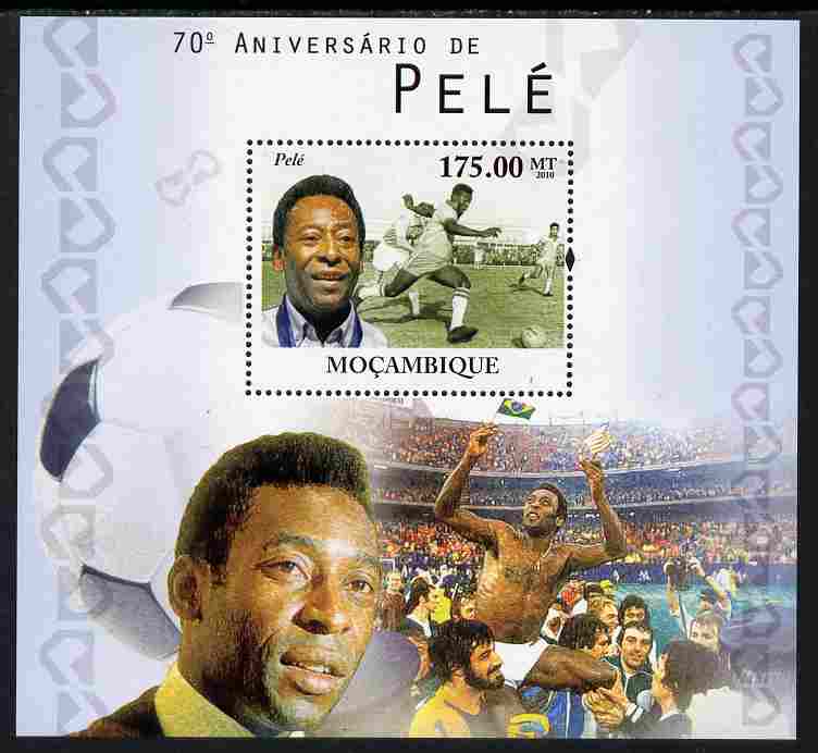 Mozambique 2010 70th Birth Anniversary of Pele perf s/sheet unmounted mint, stamps on , stamps on  stamps on personalities, stamps on  stamps on football