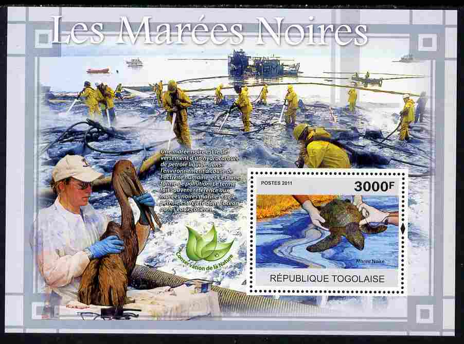 Togo 2011 Environment - Oil Spills - Animals & Birds perf s/sheet unmounted mint, stamps on , stamps on  stamps on environment, stamps on  stamps on disasters, stamps on  stamps on  oil , stamps on  stamps on animals, stamps on  stamps on birds, stamps on  stamps on turtles