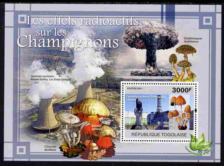 Togo 2011 Environment - Radioactivity - Mushrooms perf s/sheet unmounted mint, stamps on , stamps on  stamps on environment, stamps on  stamps on disasters, stamps on  stamps on atomics, stamps on  stamps on fungi, stamps on  stamps on 