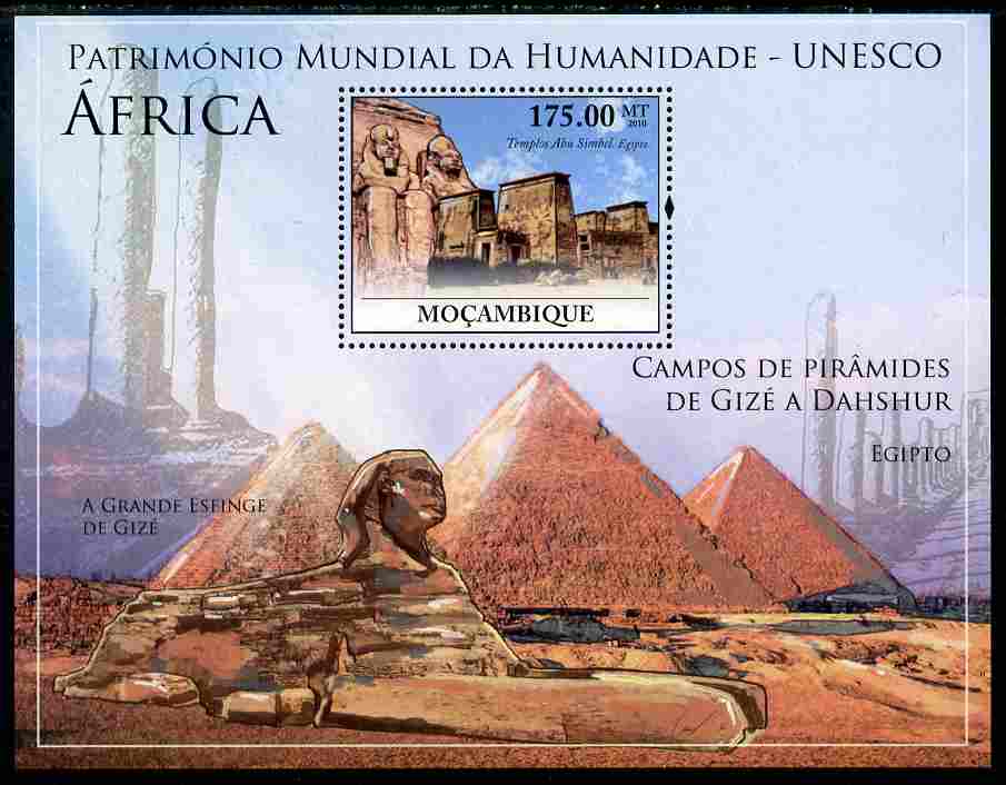 Mozambique 2010 UNESCO World Heritage Sites - Africa #3 perf m/sheet unmounted mint, Yvert 292, stamps on tourism, stamps on unesco, stamps on heritage, stamps on pyramids