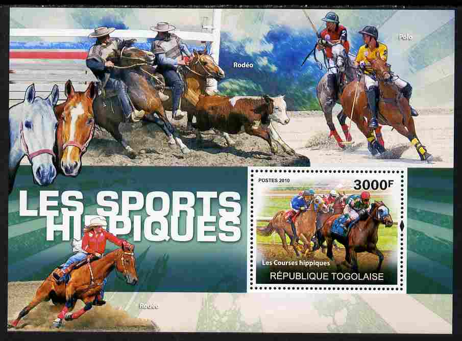 Togo 2010 Equestrian Sports perf s/sheet unmounted mint Yvert 426, stamps on sport, stamps on horses
