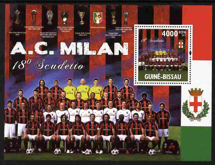 Guinea - Bissau 2011 AC Milan - 18th Scudetto perf s/sheet unmounted mint, stamps on , stamps on  stamps on football