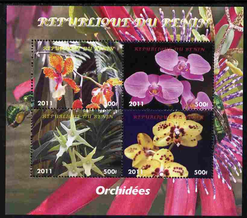 Benin 2011 Orchids perf sheetlet containing 4 values unmounted mint. Note this item is privately produced and is offered purely on its thematic appeal, stamps on flowers, stamps on orchids