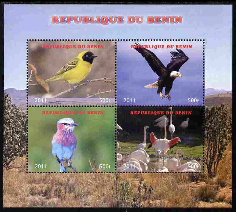 Benin 2011 Birds perf sheetlet containing 4 values unmounted mint. Note this item is privately produced and is offered purely on its thematic appeal