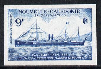 New Caledonia 1970 Stamp Day 9f Packet Steamer imperf colour trial proof, as SG 823 (several different colour combinations available but price is for ONE) unmounted mint, stamps on , stamps on  stamps on ships    