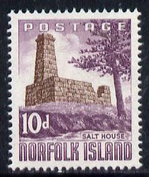 Norfolk Island 1961 Salt House 10d (from 1960 def set) SG 30 unmounted mint, stamps on , stamps on  stamps on salt, stamps on  stamps on herbs, stamps on  stamps on spices, stamps on  stamps on food, stamps on  stamps on minerals