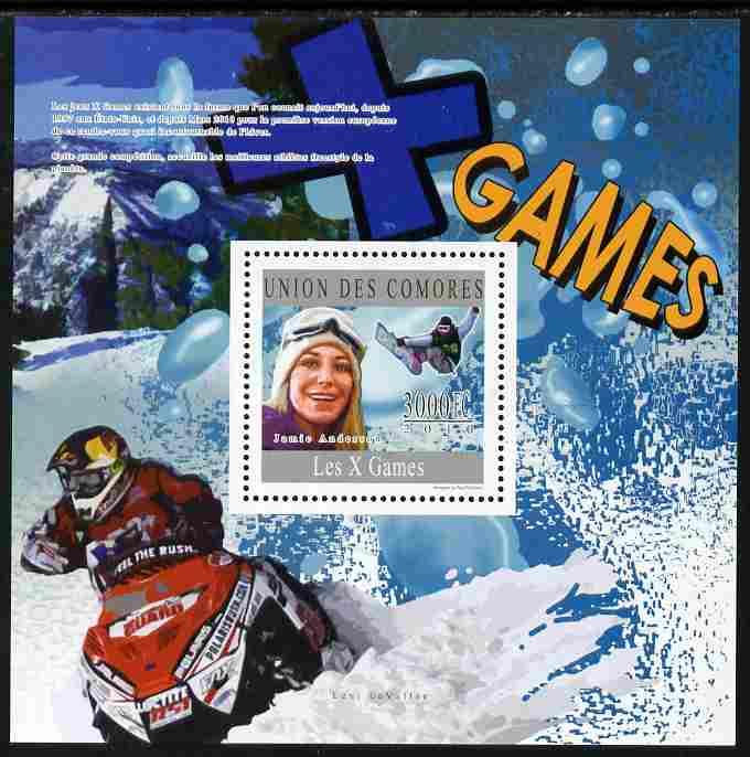 Comoro Islands 2010 X-Treme Sports perf s/sheet unmounted mint, stamps on sport, stamps on snowboard