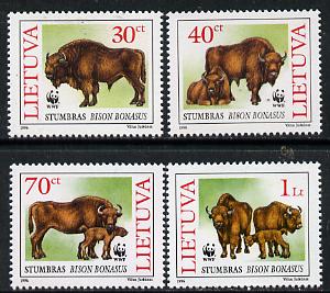Lithuania 1996 WWF - Bison set of 4 unmounted mint*, stamps on animals    wwf    bison      bovine, stamps on  wwf , stamps on 