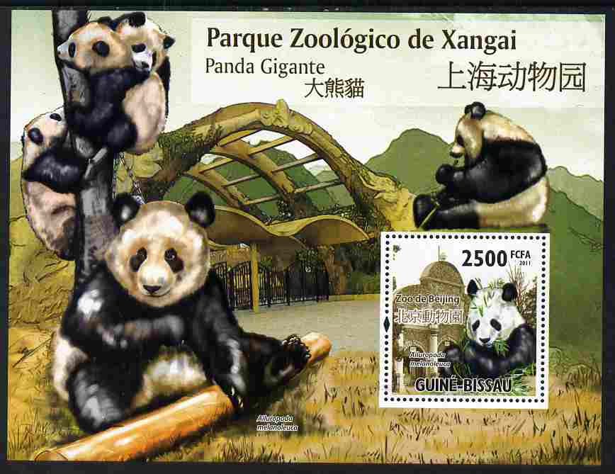 Guinea - Bissau 2011 Giant Pandas perf s/sheet unmounted mint Michel BL900, stamps on bears, stamps on animals, stamps on pandas