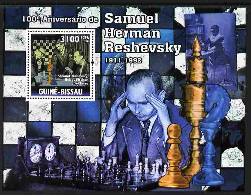 Guinea - Bissau 2011 100th Birth Anniversary of Samuel Reshevsky (chess) perf s/sheet unmounted mint Michel BL906, stamps on , stamps on  stamps on personalities, stamps on  stamps on chess