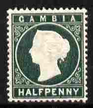 Gambia 1886-93 QV Cameo 1/2d grey-green Crown CA sideways mounted mint, SG 21/22