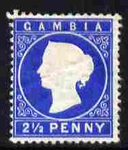 Gambia 1886-93 QV Cameo 2.5d blue Crown CA sideways mounted mint, SG 26/27