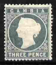 Gambia 1886-93 QV Cameo 3d grey Crown CA sideways mounted mint, SG 28/29