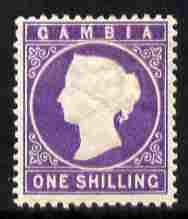 Gambia 1886-93 QV Cameo 1s violet Crown CA sideways mounted mint, SG 35