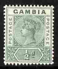 Gambia 1898-1902 QV Key Plate 1/2d dull green Crown CA mounted mint, SG 37