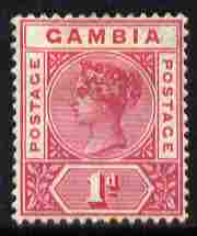 Gambia 1898-1902 QV Key Plate 1d carmine Crown CA mounted mint, SG 38, stamps on , stamps on  qv , stamps on 