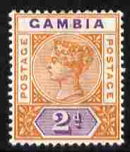 Gambia 1898-1902 QV Key Plate 2d orange & mauve Crown CA mounted mint, SG 39, stamps on , stamps on  stamps on , stamps on  stamps on  qv , stamps on  stamps on 