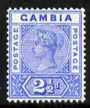 Gambia 1898-1902 QV Key Plate 2.5d ultramarine Crown CA mounted mint, SG 40