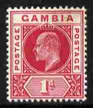 Gambia 1902-05 KE7 Crown CA 1d carmine mounted mint, SG 46, stamps on , stamps on  stamps on , stamps on  stamps on  ke7 , stamps on  stamps on 