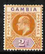 Gambia 1902-05 KE7 Crown CA 2d orange & mauve mounted mint, SG 47, stamps on , stamps on  ke7 , stamps on 