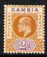 Gambia 1902-05 KE7 Crown CA 2d orange & mauve mounted mint, SG 47, stamps on , stamps on  stamps on , stamps on  stamps on  ke7 , stamps on  stamps on 