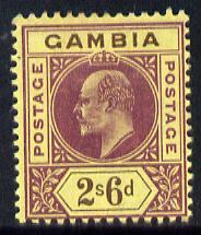 Gambia 1902-05 KE7 Crown CA 2s6d purple & brown on yellow  mounted mint, SG 55, stamps on , stamps on  ke7 , stamps on 