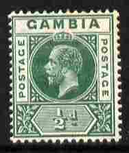 Gambia 1912-22 KG5 MCA 1/2d green mounted mint SG 86, stamps on , stamps on  kg5 , stamps on 