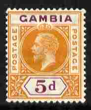 Gambia 1912-22 KG5 MCA 5d orange & purple mounted mint SG 93, stamps on , stamps on  kg5 , stamps on 