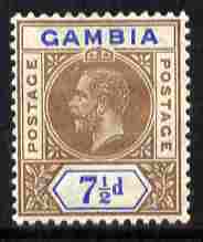 Gambia 1912-22 KG5 MCA 7.5d brown & blue mounted mint SG 95, stamps on , stamps on  kg5 , stamps on 