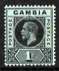 Gambia 1912-22 KG5 MCA 1s black on green mounted mint SG 97, stamps on , stamps on  kg5 , stamps on 