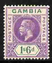 Gambia 1912-22 KG5 MCA 1s6d violet & green mounted mint SG 98, stamps on , stamps on  kg5 , stamps on 