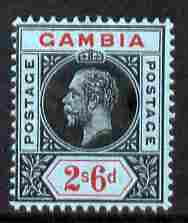 Gambia 1912-22 KG5 MCA 2s6d black & red on blue mounted mint SG 100, stamps on , stamps on  kg5 , stamps on 