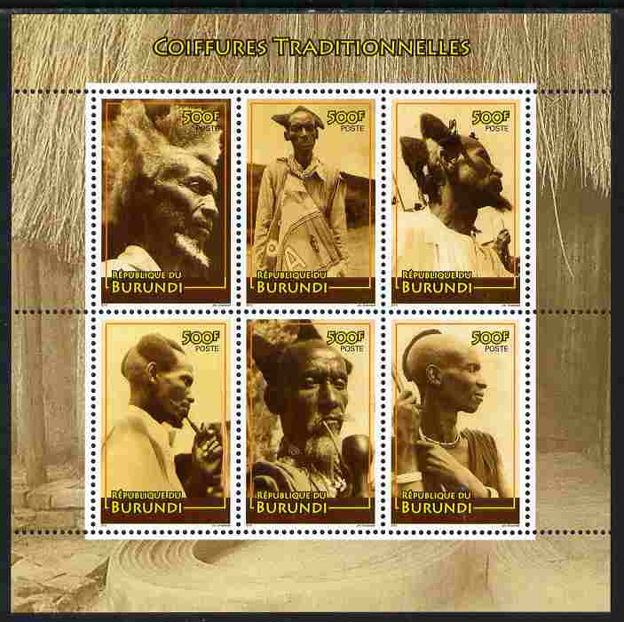 Burundi 2011 Traditions perf set sheetlet containing 6 valuess unmounted mint , stamps on cultures