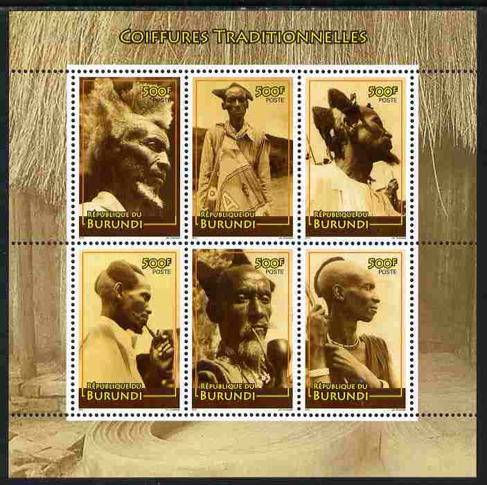 Burundi 2011 Traditions perf set sheetlet containing 6 valuess unmounted mint , stamps on , stamps on  stamps on cultures