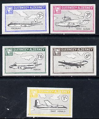 Guernsey - Alderney 1965 Aircraft imperf set of 5 unmounted mint, stamps on aviation