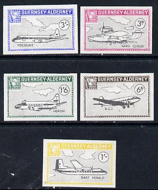 Guernsey - Alderney 1965 Aircraft imperf set of 5 unmounted mint, stamps on , stamps on  stamps on aviation