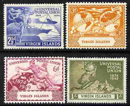 British Virgin Islands 1949 KG6 75th Anniversary of Universal Postal Union set of 4 unmounted mint, SG173-76, stamps on , stamps on  kg6 , stamps on  upu , stamps on 