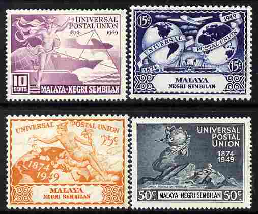 Malaya - Negri Sembilan 1949 KG6 75th Anniversary of Universal Postal Union set of 4 mounted mint, SG 63-66, stamps on , stamps on  stamps on , stamps on  stamps on  kg6 , stamps on  stamps on  upu , stamps on  stamps on 