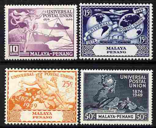 Malaya - Penang 1949 KG6 75th Anniversary of Universal Postal Union set of 4 mounted mint, SG 23-26, stamps on , stamps on  stamps on , stamps on  stamps on  kg6 , stamps on  stamps on  upu , stamps on  stamps on 