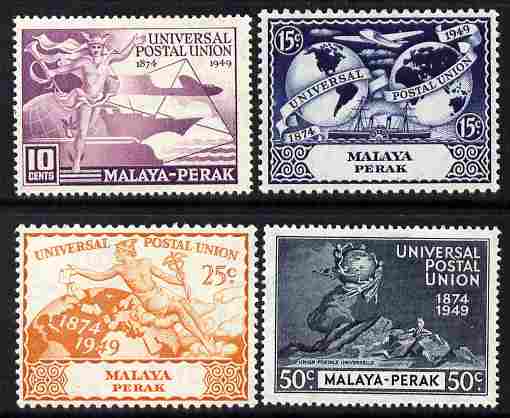 Malaya - Perak 1949 KG6 75th Anniversary of Universal Postal Union set of 4 mounted mint, SG 124-27, stamps on , stamps on  stamps on , stamps on  stamps on  kg6 , stamps on  stamps on  upu , stamps on  stamps on 